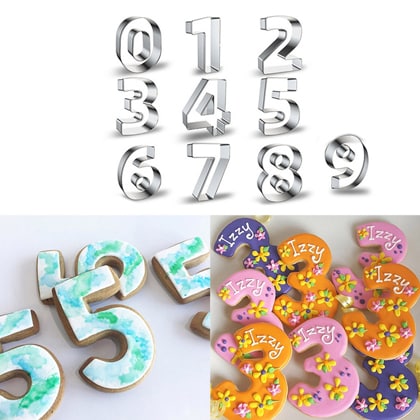 0 to 9 Big Cookies Cutter Set Stainless Steel