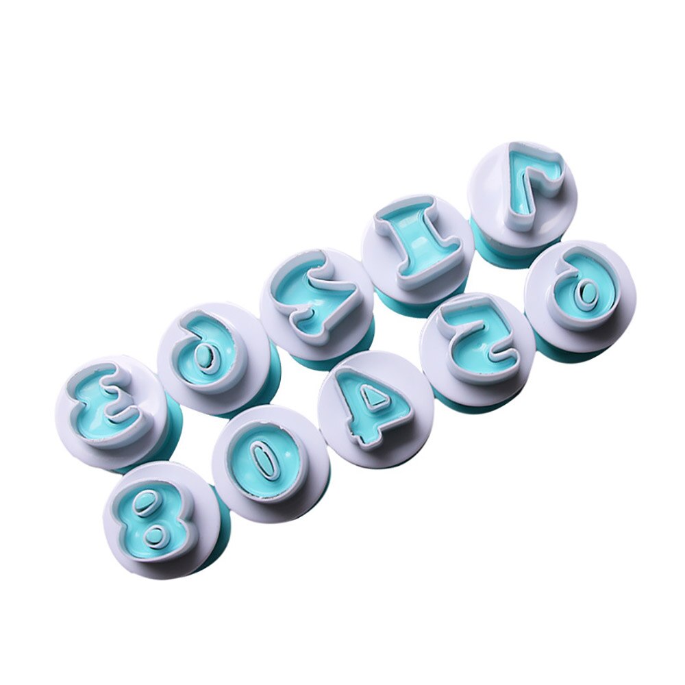 0 To 9 Numbers Fondant & Cookie Plunger Cutter Set Plastic