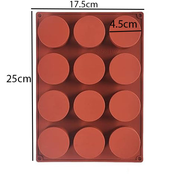 Round Shape Silicone Baking Mold Large 12 Cavity