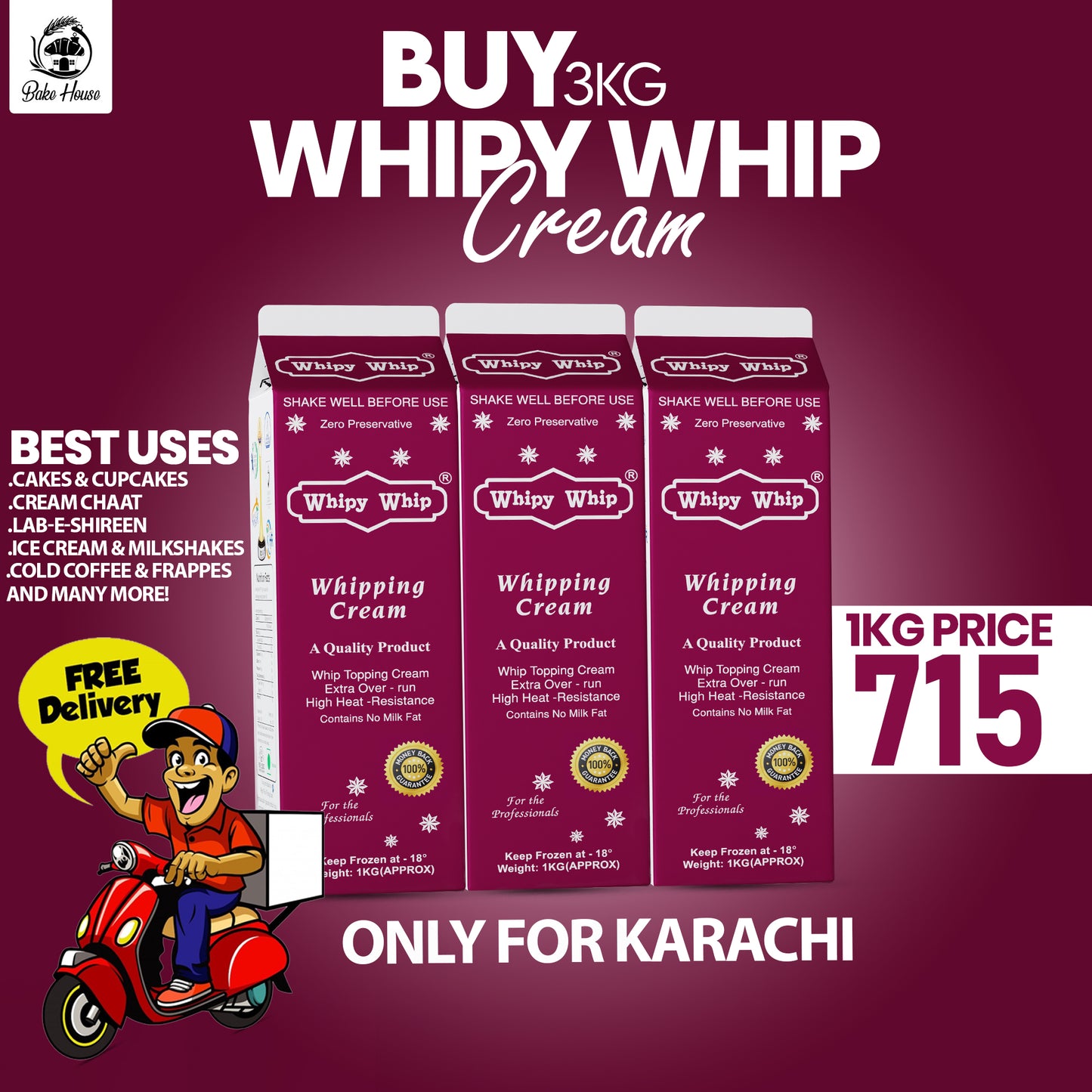 Whipy Whip Whipping Cream 3KG Pack Free Delivery All Over Karachi