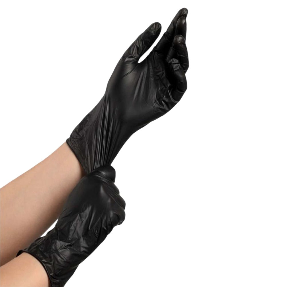 Black Disposable Vinyl Gloves – Powder Free (100 Pcs, Large Size)
