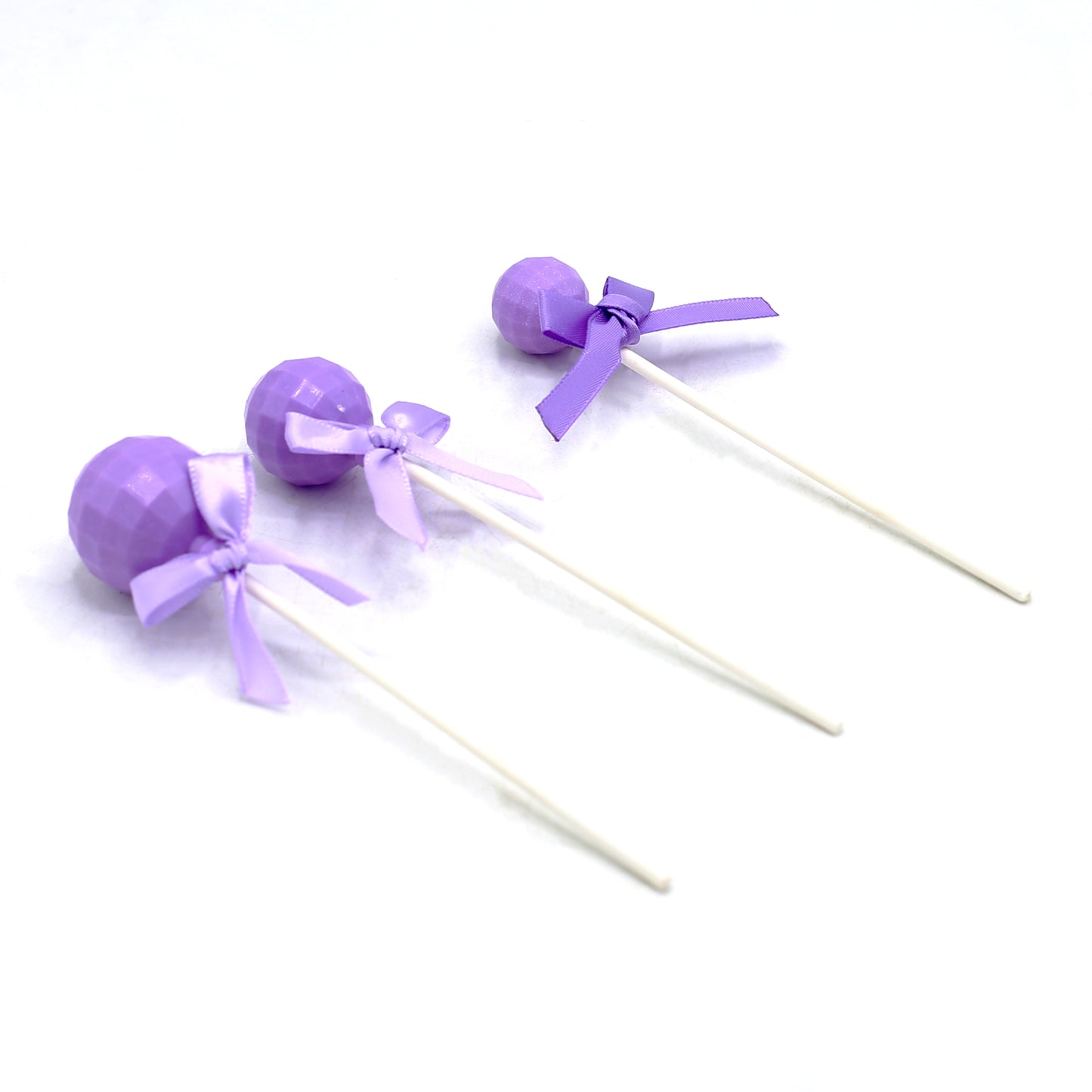Lollipop Style Cake Toppers Purple 3Pcs Set