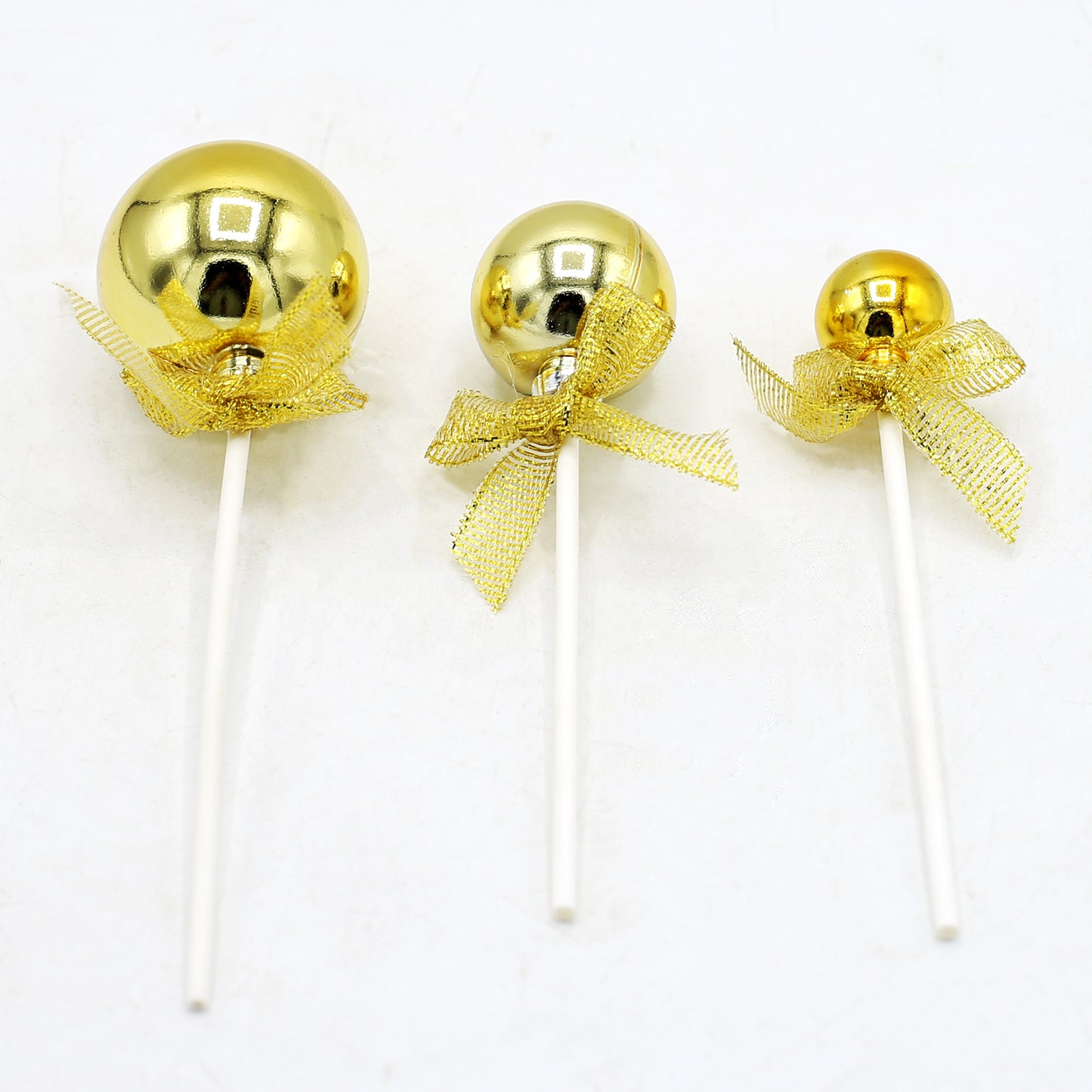 Golden Ball Cake Topper 3Pcs Set