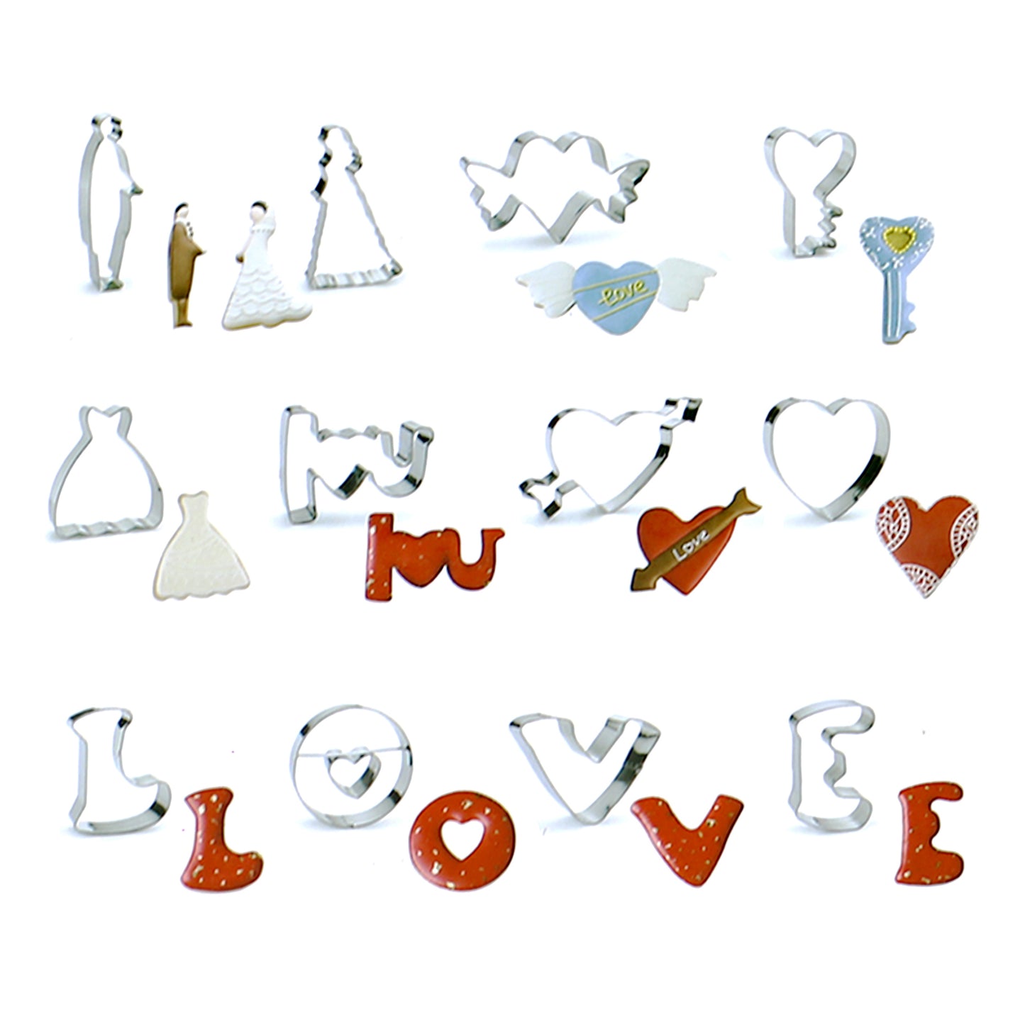 Love Theme Cookie & Fondant Cutter 12Pcs Set