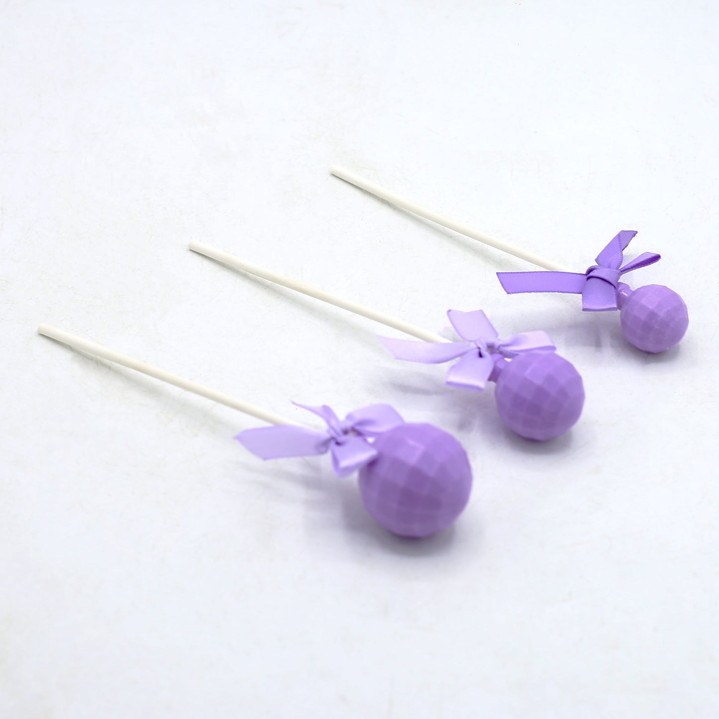Lollipop Style Cake Toppers Purple 3Pcs Set