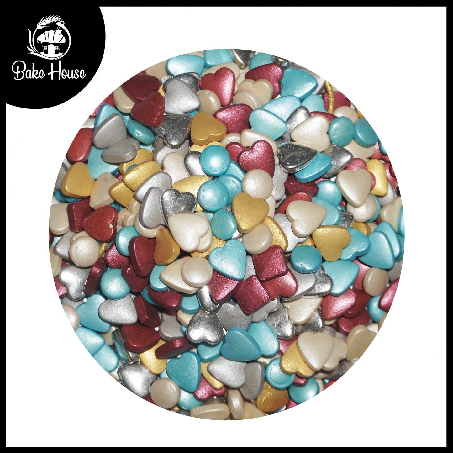 Bake House Multicolor Metallic Heart Sprinkles