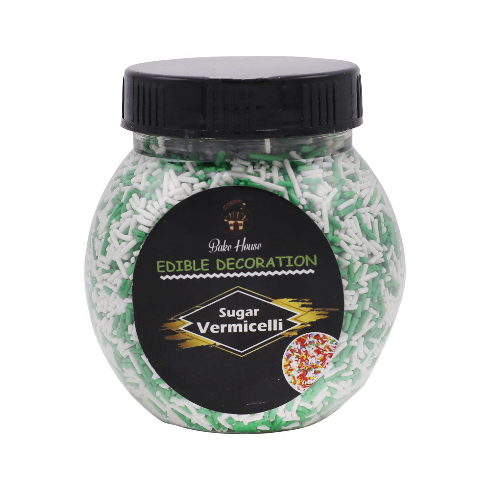 Edible Cake Decorating Vermicelli 200g Pack Green And White