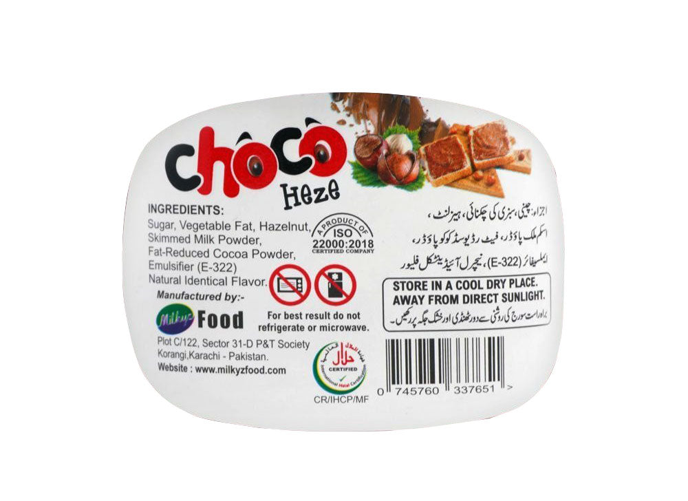 Milkyz Food Choco Heze Real Hazelnut Spread With Cocoa 350g Jar