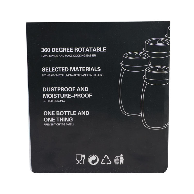 Glass Seasoning Spice Bottle Jars 6 Pcs With Rotating Rack