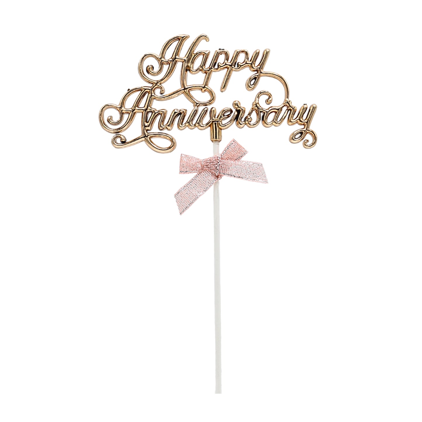 Happy Anniversary Cursive Writting Copper Cake Topper