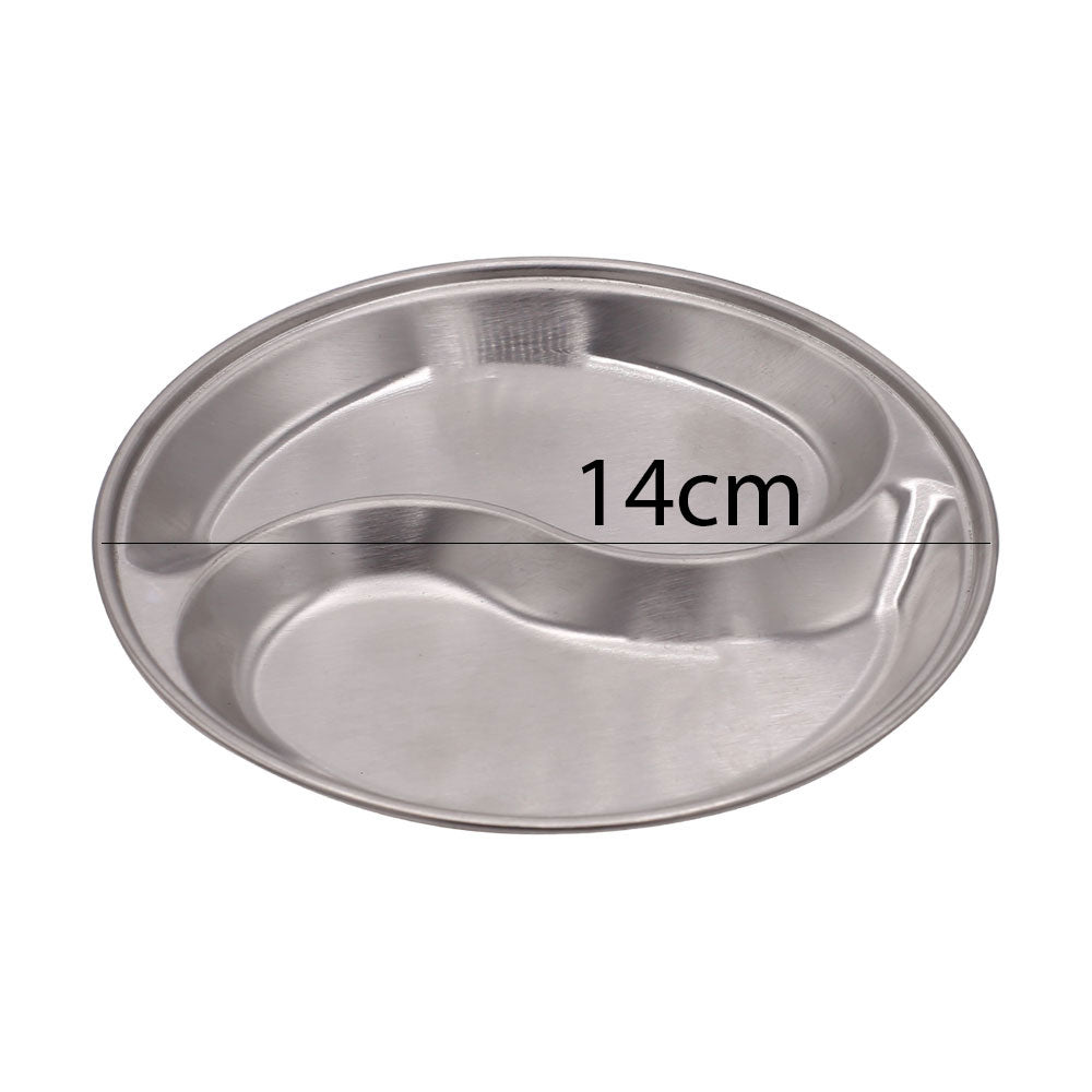 Korean Traditional Silver Barbecue Dipping Disc Round 2 Portions Large