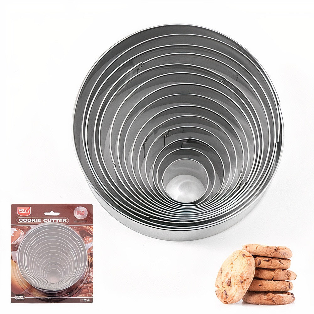 14Pcs Round Cookie Cutter Set Stainless Steel