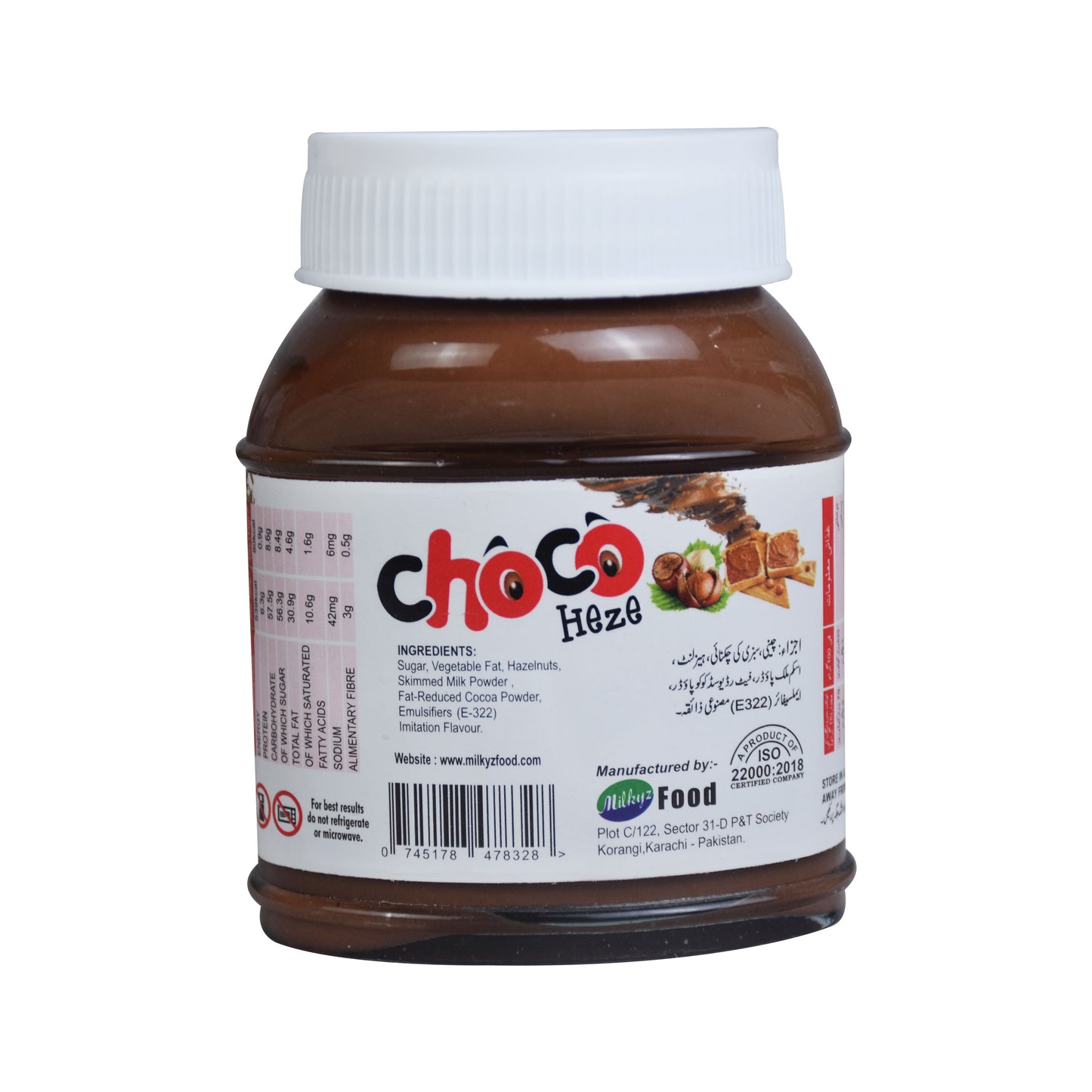 Milkyz Food Choco Heze Real Hazelnut Spread With Cocoa 180g Jar