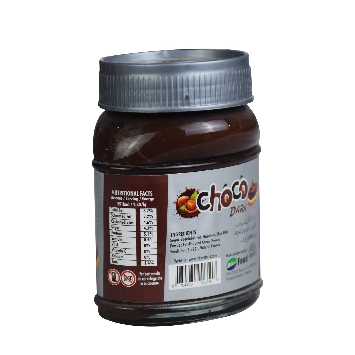 Milkyz Food Choco Dark Double Chocolate Spread With Hazelnut 180g Jar Bottle