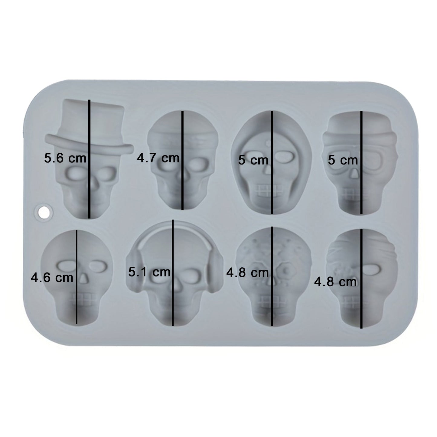 Skull Halloween Silicone Chocolate And Fondant Mold 8 Cavity
