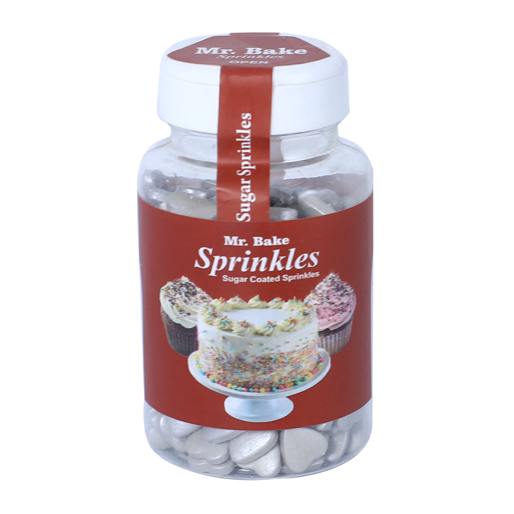 MR Bake Silver Heart Sprinkles – 90g Jar
