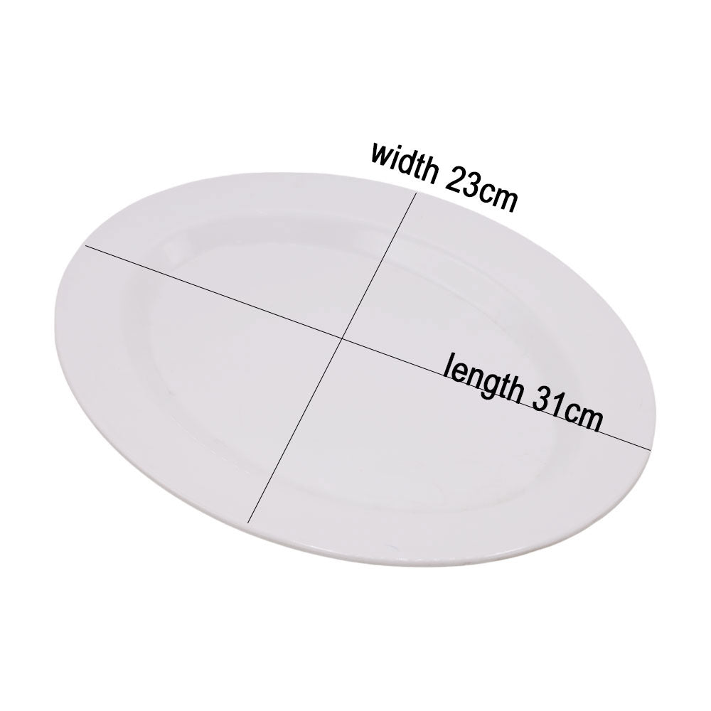 Oval Shape Melamine Serving Tray White Medium