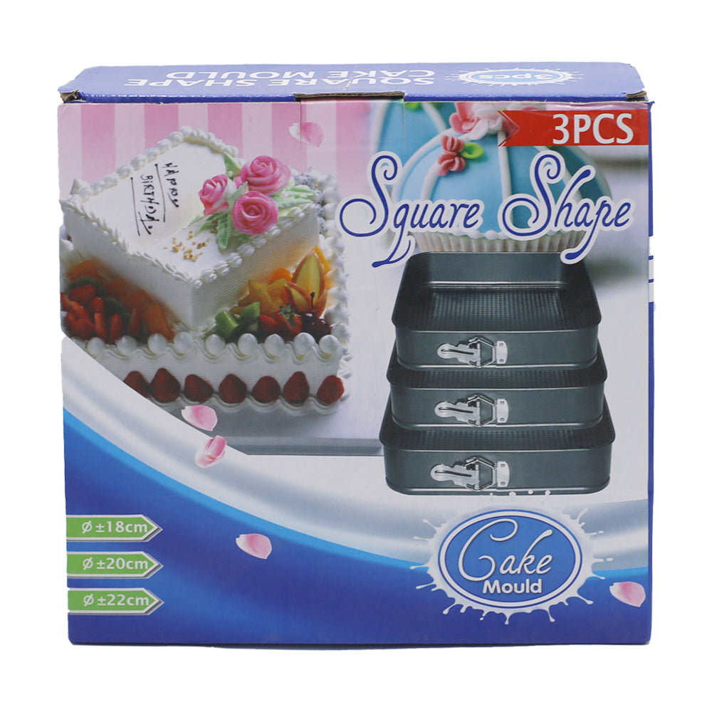 Square Springform Non-Stick Removeable Pan 3Pcs Set