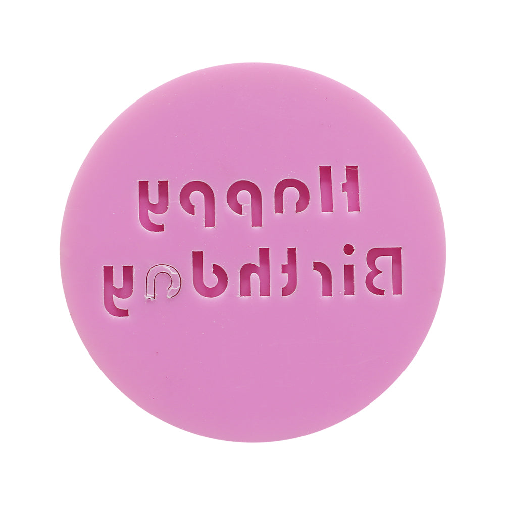 Happy Birthday Pink Fondant Stamp Plastic (Design 6)