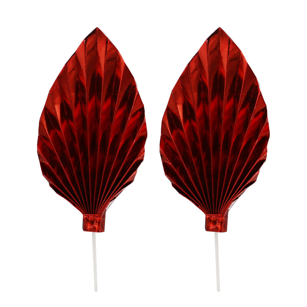 Palm Leaves Cake Topper Red 2Pcs Set