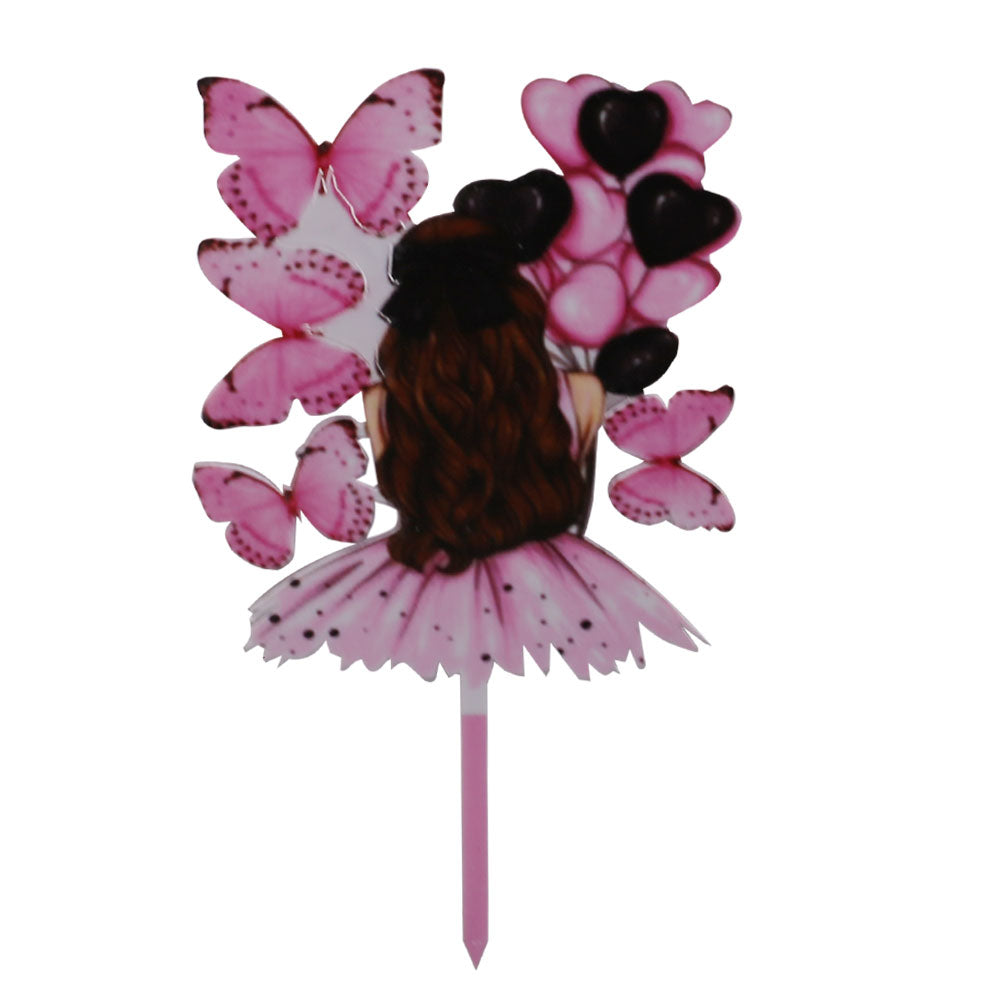 Girl Hair Cake Topper Design 8