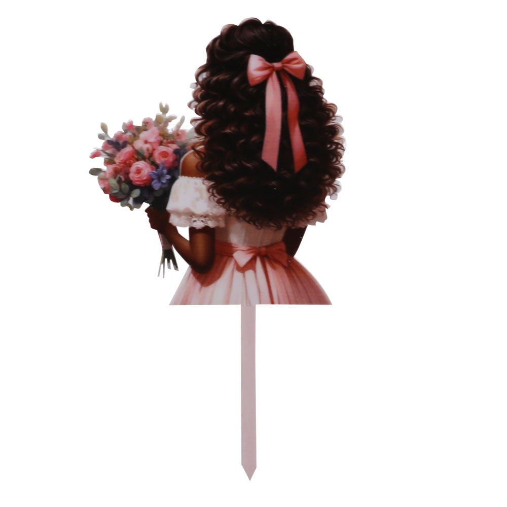 Girl Hair Cake Topper Design 7