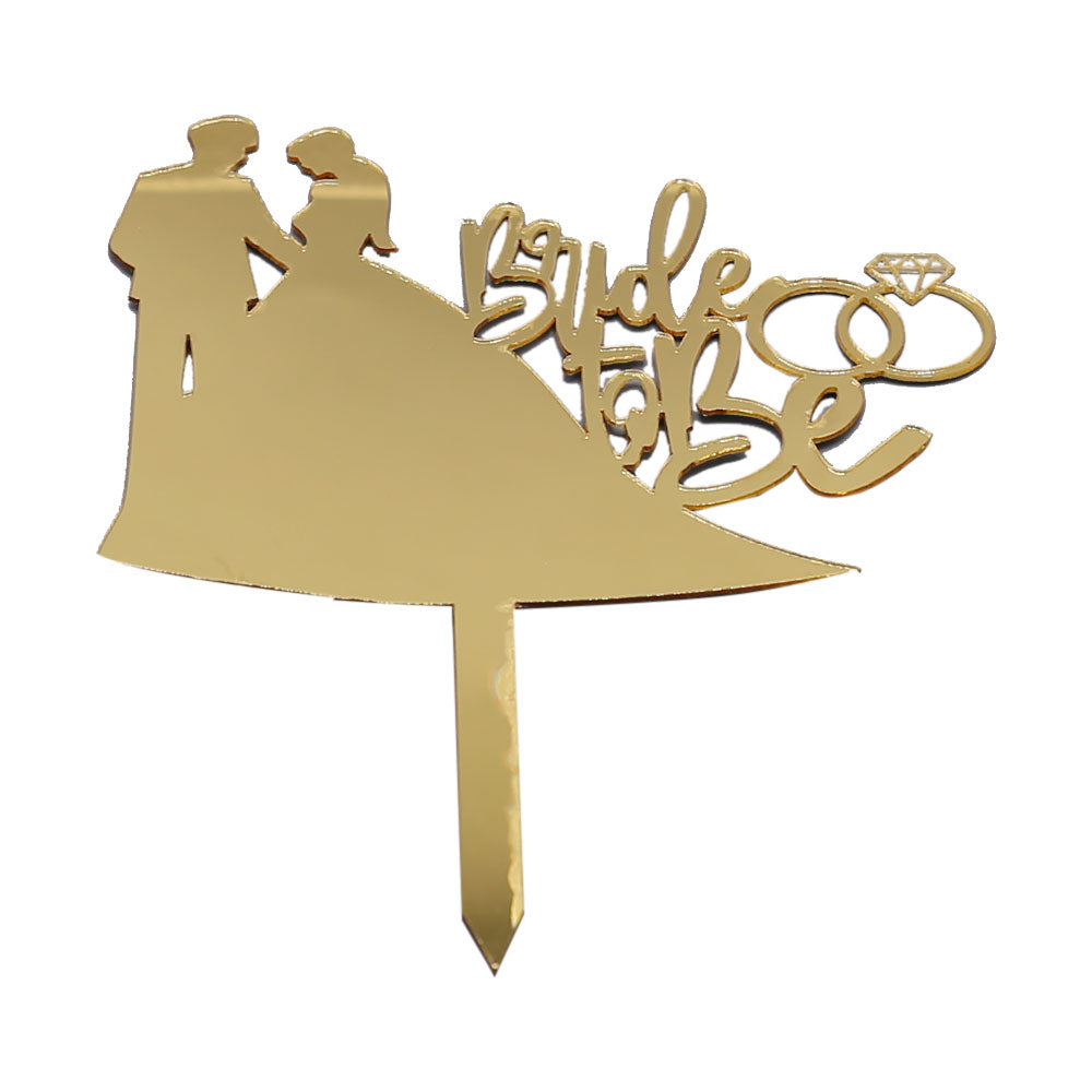 Bride To Be Cake Topper for Bridal Showers Golden