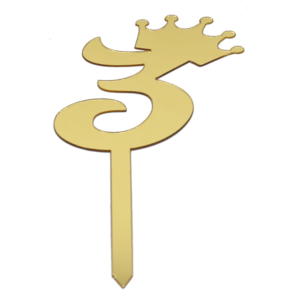 Number Cake Topper Golden (Three)