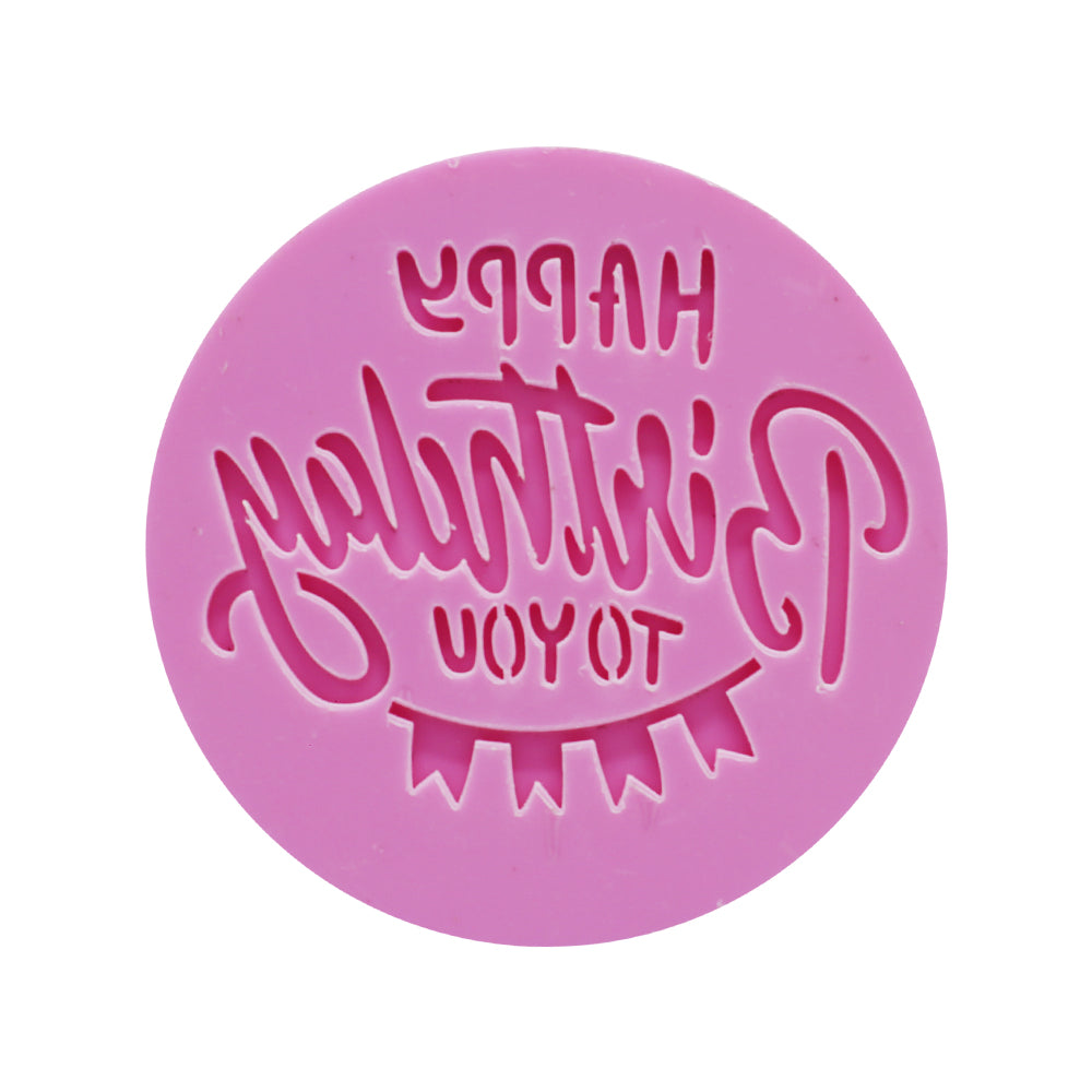 Happy Birthday Pink Fondant Stamp Plastic (Design 11)