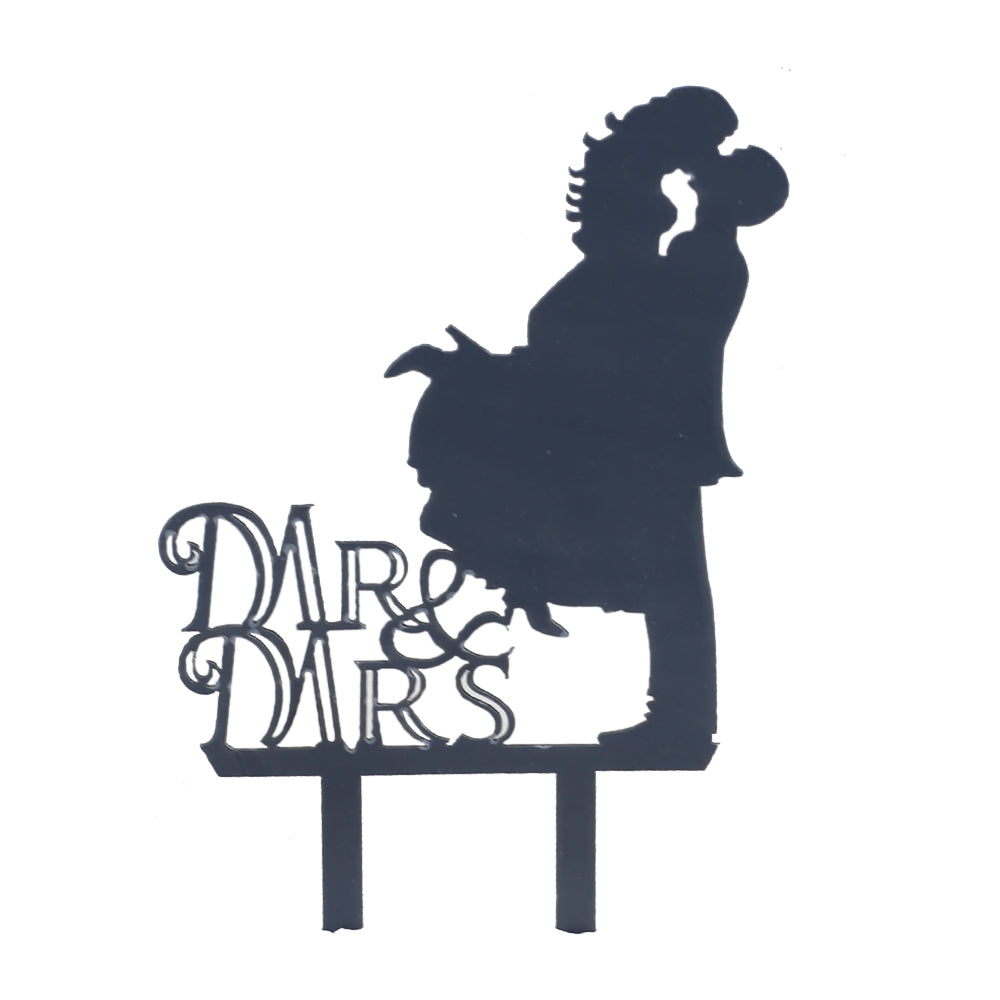 Mr & Mrs Couple Cake Topper Black