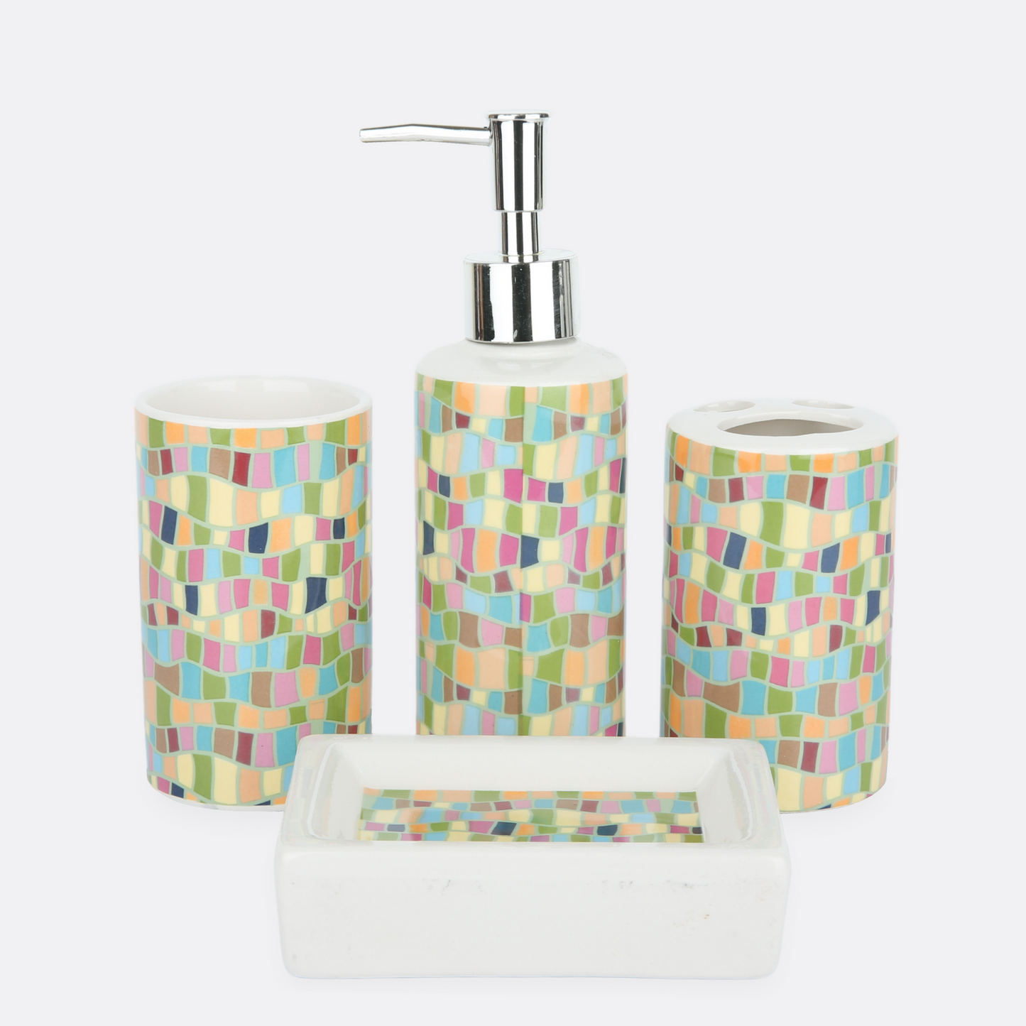 Irregular Bricks 4 Pcs Ceramic Bathroom Accessories Set