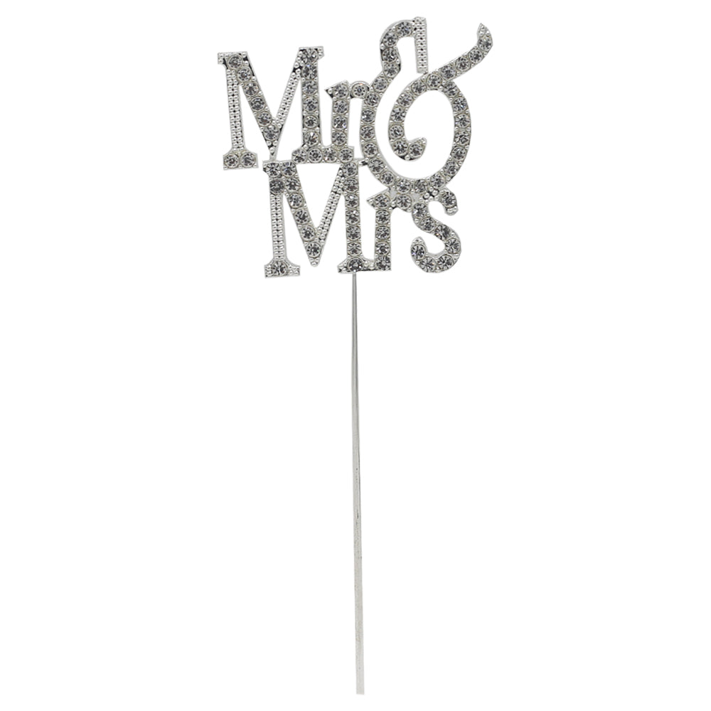 Mr & Mrs Cake Topper Silver