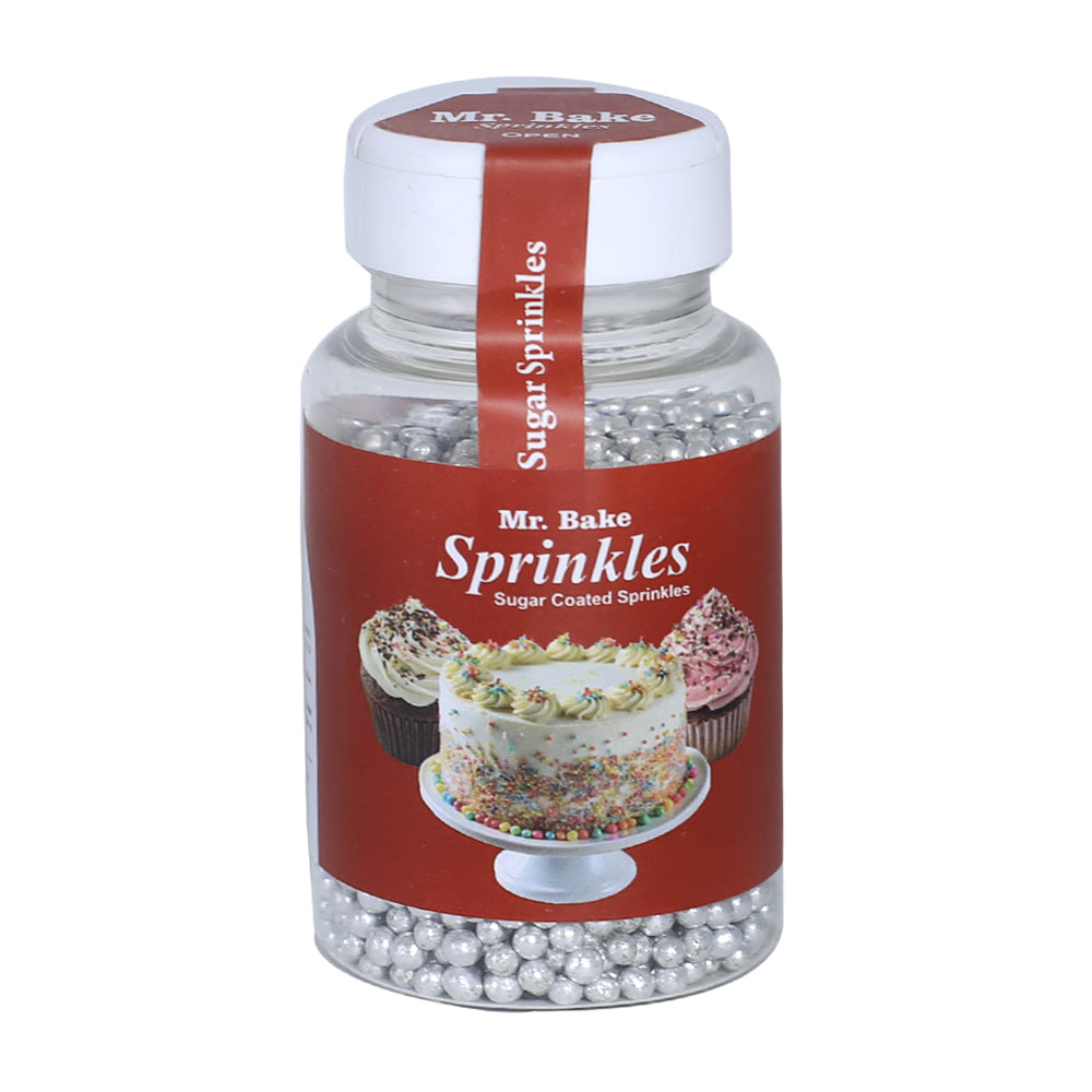 MR Bake small Silver Pearls Sprinkles – 90g Jar