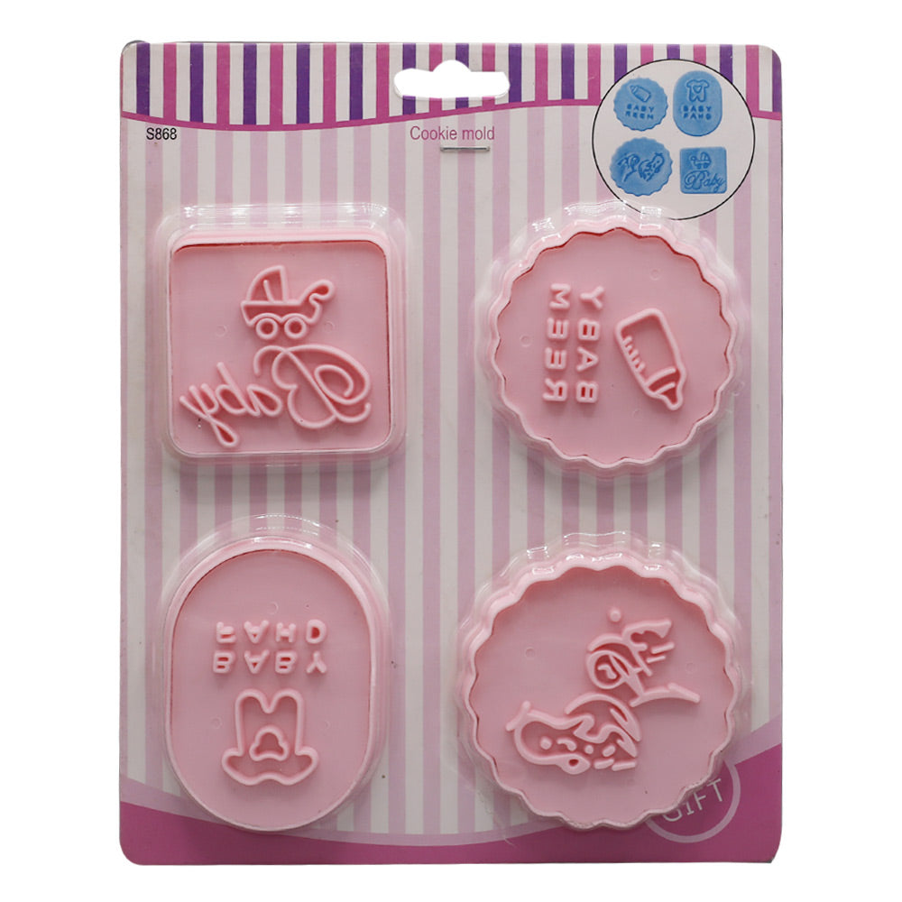 Baby Shower Fondant And Cookie Cutter 4Pcs Set Plastic