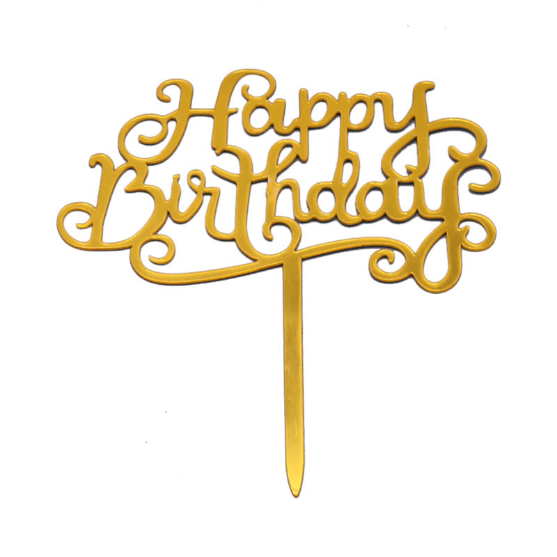 STYLISH Happy Birthday Cake Topper Golden