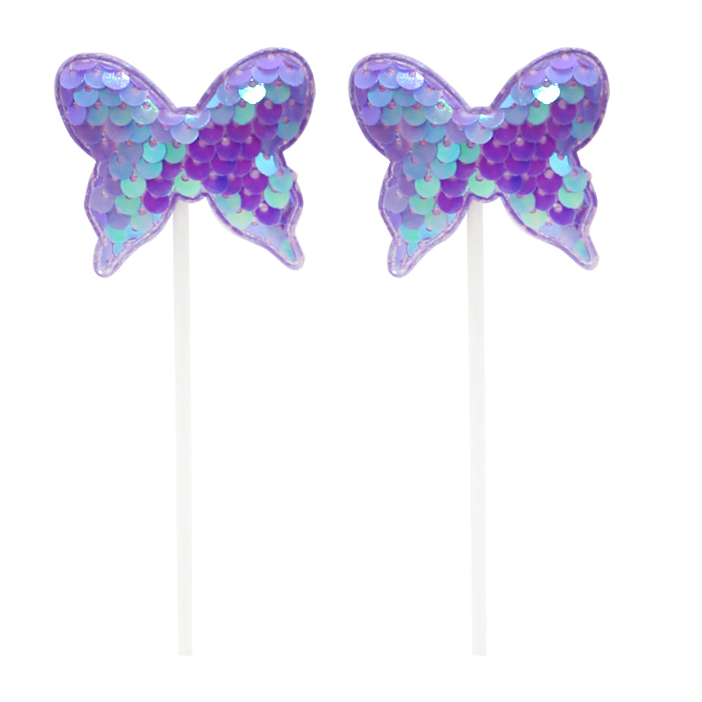 Butterfly Cake Topper Purple 2Pcs Set