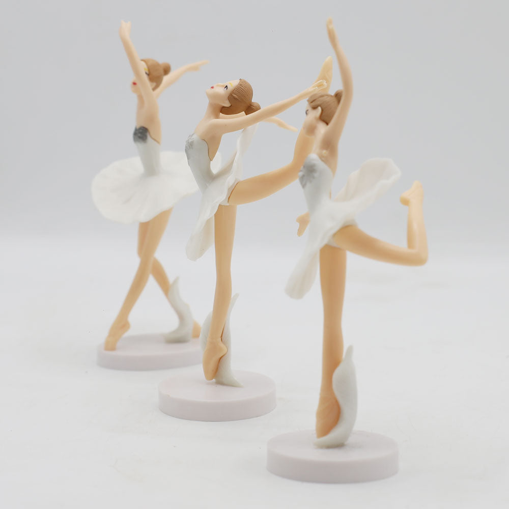 Dancing Girl Cake Topper White Frock 3Pcs Set