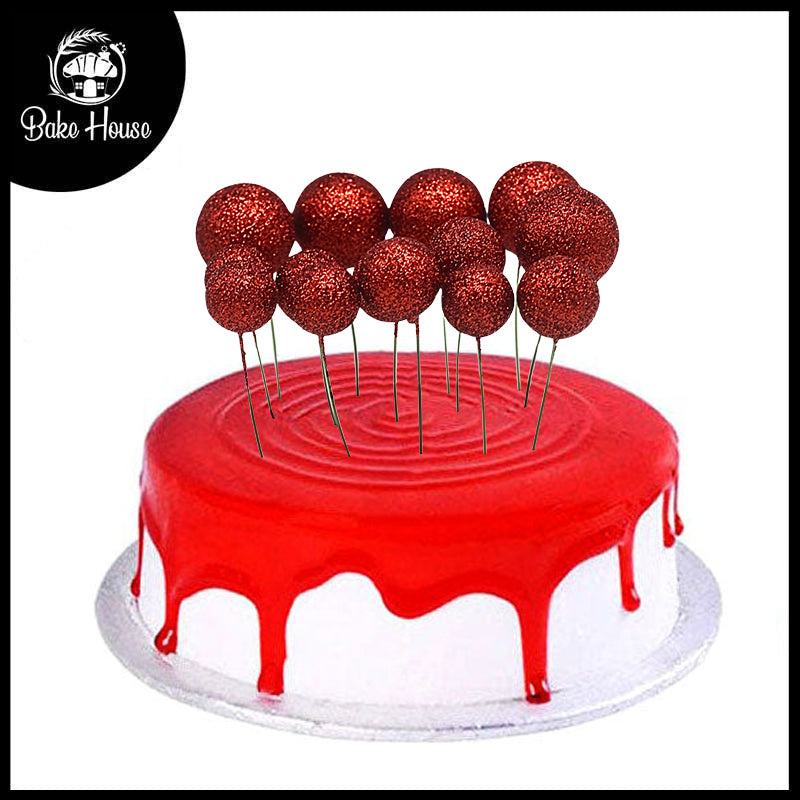 Glitter Red Ball Cake Topper 20Pcs Set