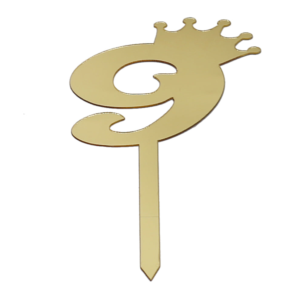 Number Cake Topper Golden (Nine)
