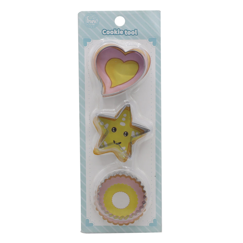 Heart, Star And Round Cookie Cutter Stainless Steel 3Pcs Set