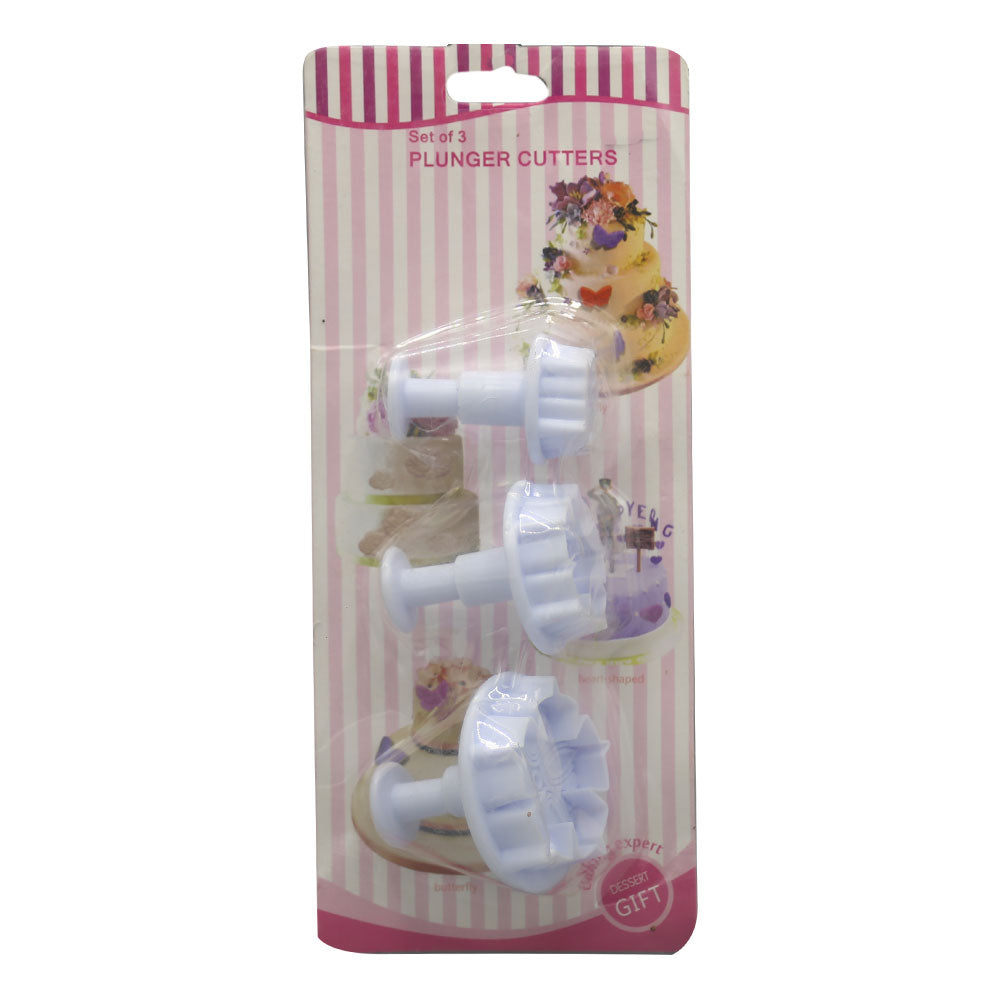5 Petal Flower With Dot Design Plunger 3Pcs Set
