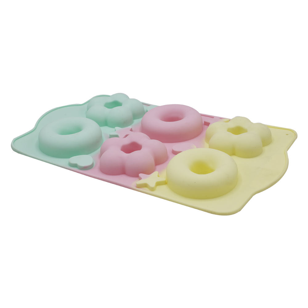 Flower & Round Donut Silicone Mold 6 Cavity