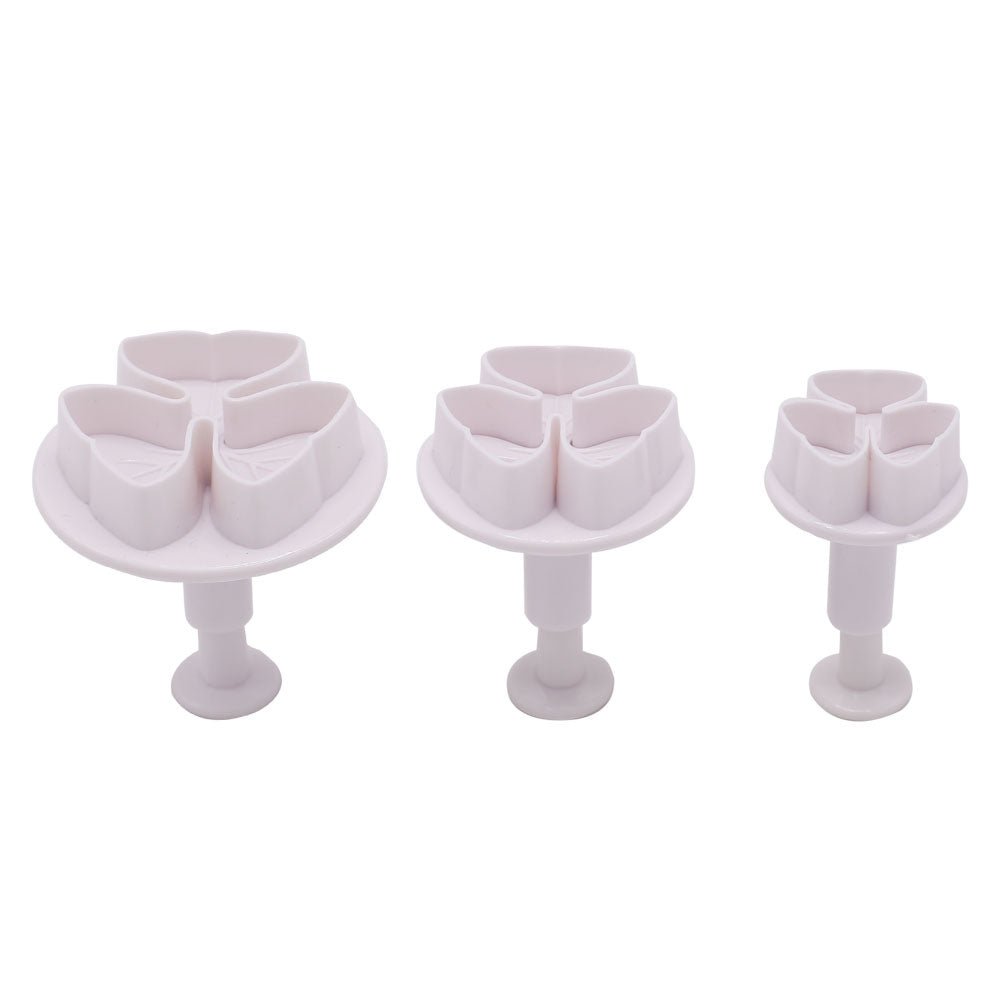 3 Petal Leaf Fondant Plunger Cutter 3Pcs Set