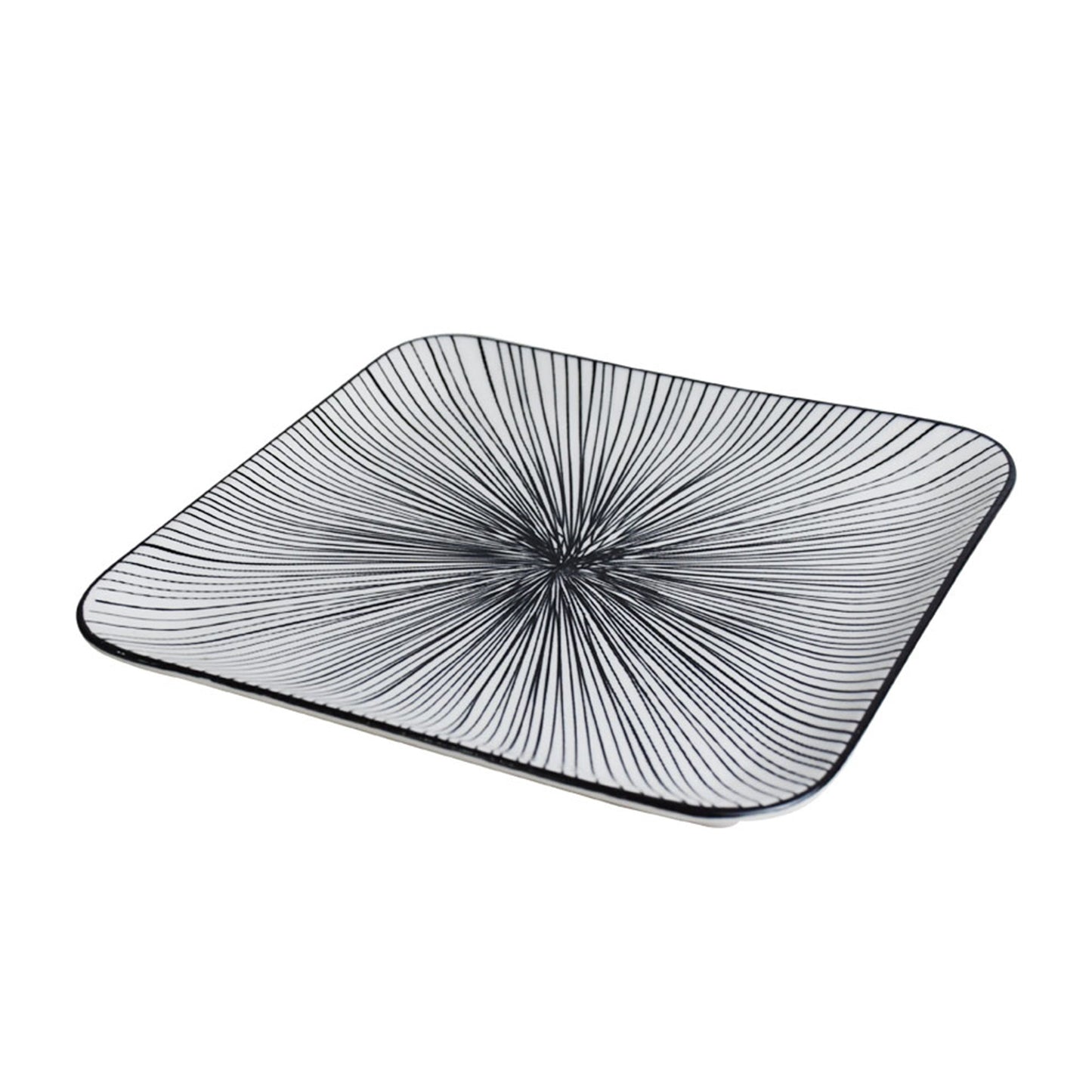 Danny Home Porcelain Black lining Square Flat Plate Small