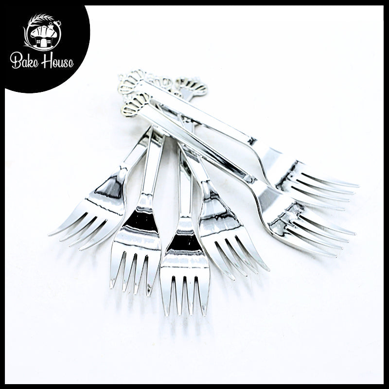 Party Goods Crown Fork 6Pcs Set Silver