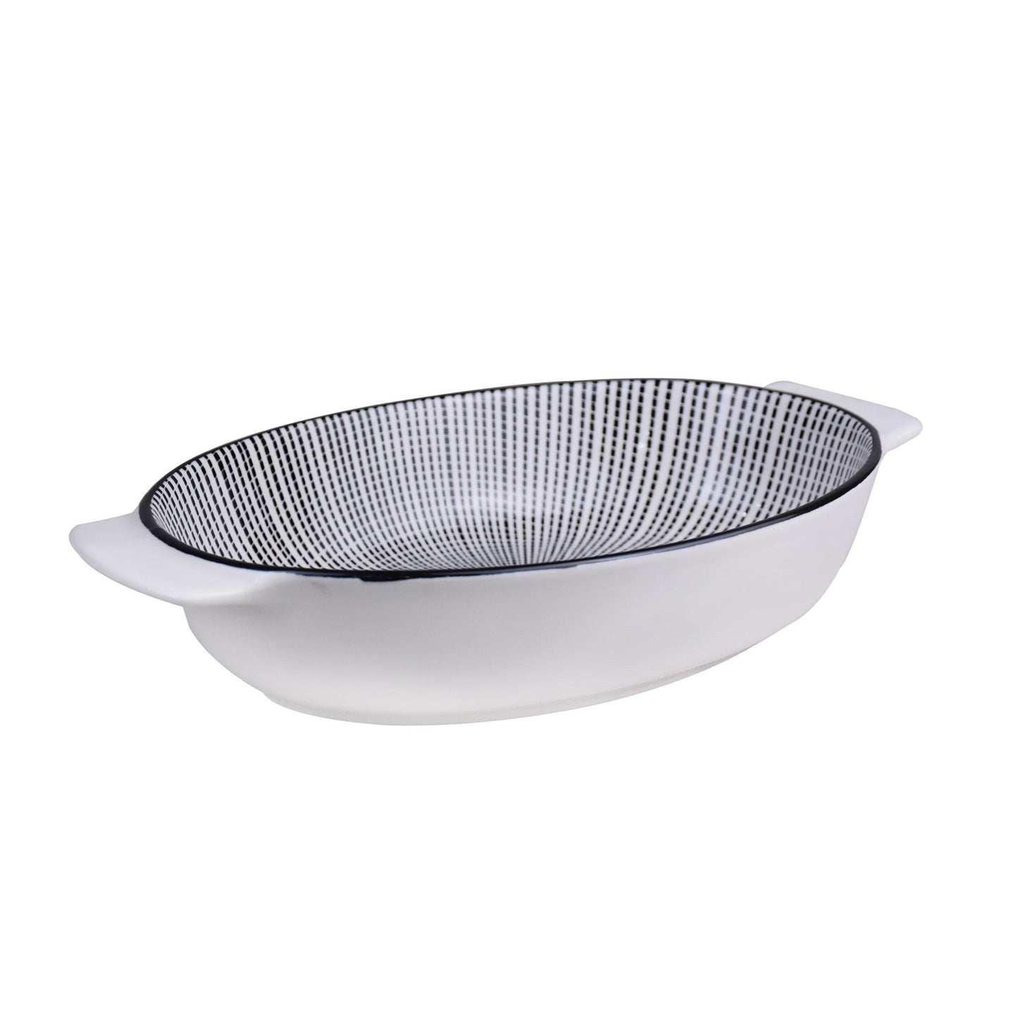 Danny Home Porcelain Black Dotline Oval Dish Medium