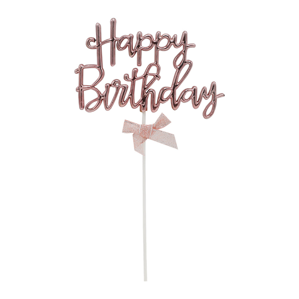 Happy Birthday Cake Topper Rose Pink