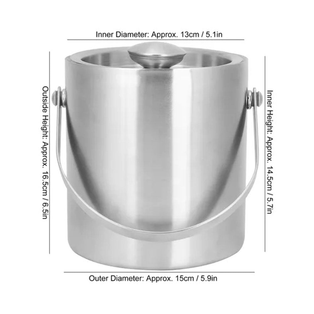 Stainless Steel Ice Bucket With Swing Handle And Lid (2L)
