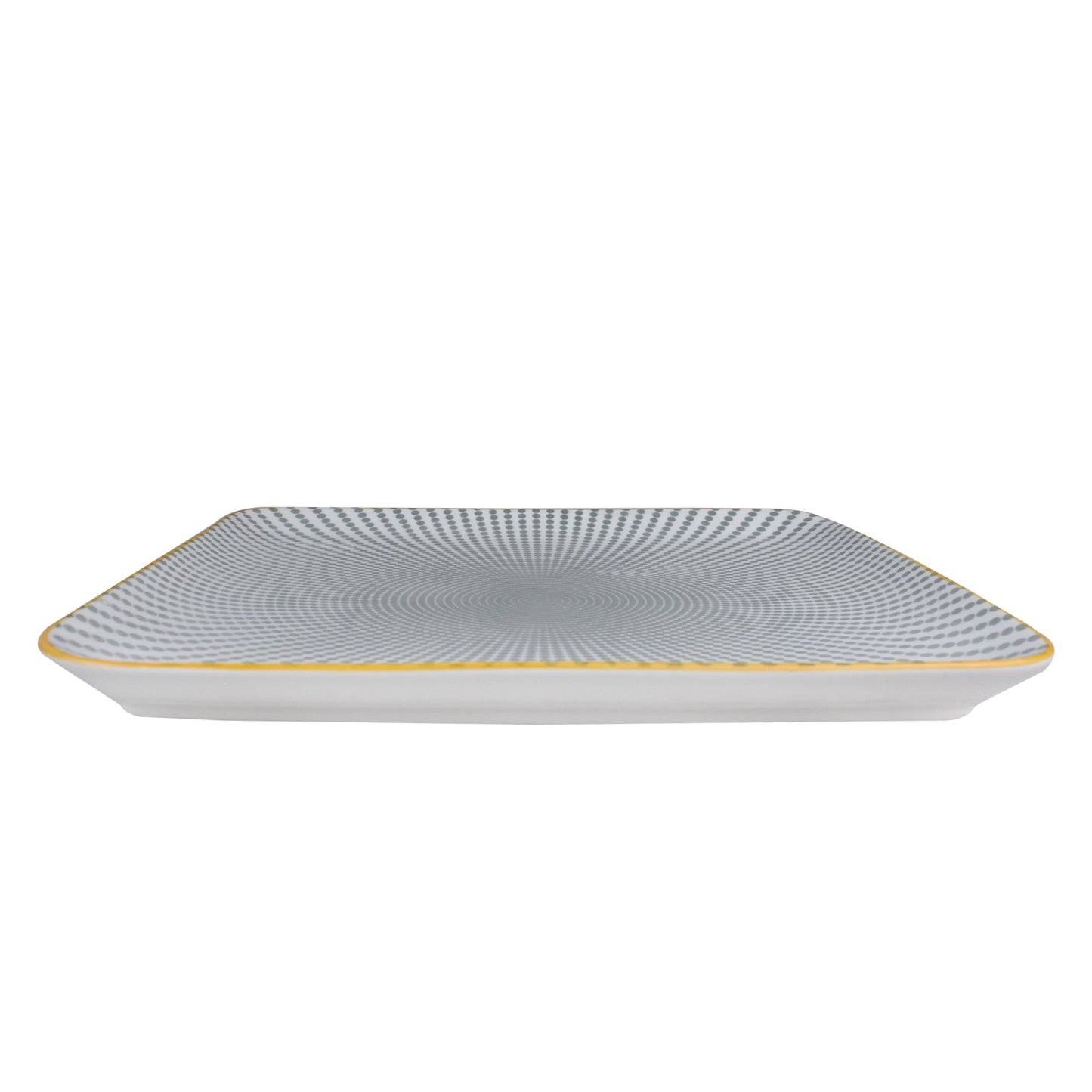 Danny Home Porcelain Grey Dotline Square Flat Plate Small