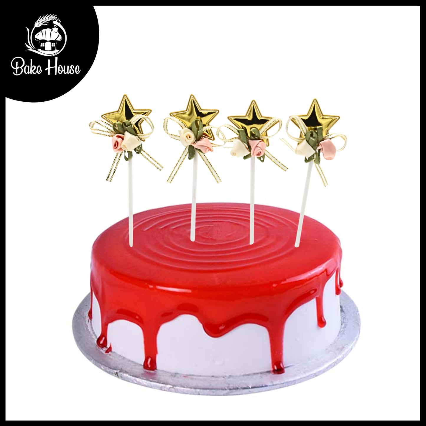 Star Cake Toppers Golden 4Pcs Set